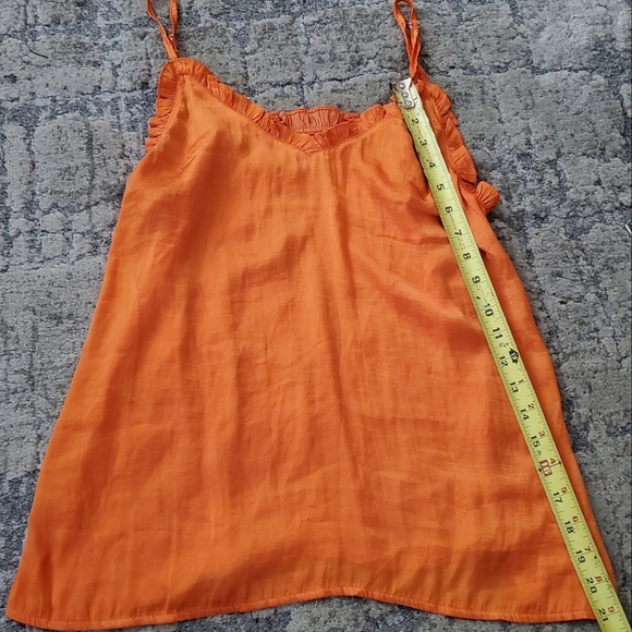 Sunset Orange LG V-Neck Ruffled Spaghetti Strap Camisole Top - Picture 9 of 10